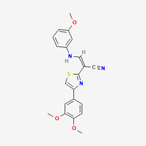 B2477868 (Z)-2-(4-(3,4-dimethoxyphenyl)thiazol-2-yl)-3-((3-methoxyphenyl)amino)acrylonitrile CAS No. 372976-87-9