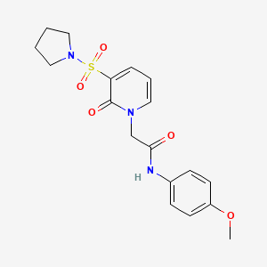 molecular formula C18H21N3O5S B2477896 N-(4-methoxyphenyl)-2-[2-oxo-3-(pyrrolidine-1-sulfonyl)-1,2-dihydropyridin-1-yl]acetamide CAS No. 1251704-38-7