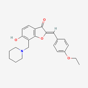 molecular formula C23H25NO4 B2477904 (2Z)-2-[(4-ethoxyphenyl)methylidene]-6-hydroxy-7-[(piperidin-1-yl)methyl]-2,3-dihydro-1-benzofuran-3-one CAS No. 869077-39-4
