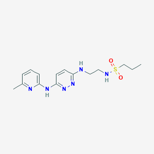 molecular formula C15H22N6O2S B2477908 N-(2-((6-((6-methylpyridin-2-yl)amino)pyridazin-3-yl)amino)ethyl)propane-1-sulfonamide CAS No. 1021114-57-7