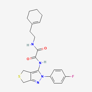 molecular formula C21H23FN4O2S B2477968 N'-[2-(cyclohex-1-en-1-yl)ethyl]-N-[2-(4-fluorophenyl)-2H,4H,6H-thieno[3,4-c]pyrazol-3-yl]ethanediamide CAS No. 899741-76-5