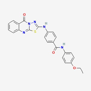 molecular formula C24H19N5O3S B2477980 N-(4-ethoxyphenyl)-4-({5-oxo-5H-[1,3,4]thiadiazolo[2,3-b]quinazolin-2-yl}amino)benzamide CAS No. 1114611-19-6