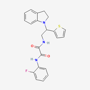 molecular formula C22H20FN3O2S B2477983 N1-(2-fluorophenyl)-N2-(2-(indolin-1-yl)-2-(thiophen-2-yl)ethyl)oxalamide CAS No. 898407-66-4