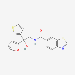 molecular formula C18H14N2O3S2 B2477993 N-(2-(furan-2-yl)-2-hydroxy-2-(thiophen-3-yl)ethyl)benzo[d]thiazole-6-carboxamide CAS No. 2034330-79-3
