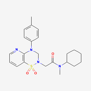 molecular formula C22H28N4O3S B2478003 N-cyclohexyl-2-(1,1-dioxido-4-(p-tolyl)-3,4-dihydro-2H-pyrido[2,3-e][1,2,4]thiadiazin-2-yl)-N-methylacetamide CAS No. 1251679-97-6