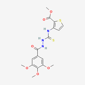 molecular formula C17H19N3O6S2 B2478013 Methyl 3-((thioxo(((3,4,5-trimethoxyphenyl)carbonylamino)amino)methyl)amino)thiophene-2-carboxylate CAS No. 1023480-76-3