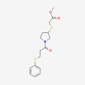 Methyl 2-((1-(3-(phenylthio)propanoyl)pyrrolidin-3-yl)thio)acetate