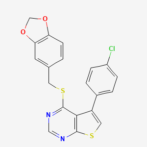 4-((Benzo[d][1,3]dioxol-5-ylmethyl)thio)-5-(4-chlorophenyl)thieno[2,3-d]pyrimidine