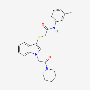 2-((1-(2-oxo-2-(piperidin-1-yl)ethyl)-1H-indol-3-yl)thio)-N-(m-tolyl)acetamide