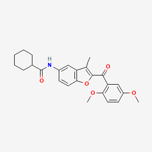 molecular formula C25H27NO5 B2478081 N-[2-(2,5-dimethoxybenzoyl)-3-methyl-1-benzofuran-5-yl]cyclohexanecarboxamide CAS No. 929412-59-9