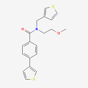 molecular formula C19H19NO2S2 B2478095 N-(2-methoxyethyl)-4-(thiophen-3-yl)-N-(thiophen-3-ylmethyl)benzamide CAS No. 2034422-92-7