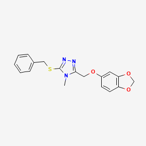molecular formula C18H17N3O3S B2478112 3-((benzo[d][1,3]dioxol-5-yloxy)methyl)-5-(benzylthio)-4-methyl-4H-1,2,4-triazole CAS No. 897830-95-4