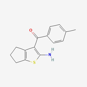 molecular formula C15H15NOS B2478114 (2-Amino-5,6-dihydro-4H-cyclopenta[b]thiophen-3-yl)-p-tolyl-methanone CAS No. 436093-41-3