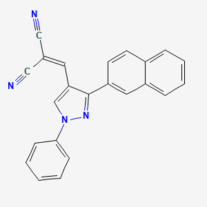 molecular formula C23H14N4 B2478116 2-((3-(naphthalen-2-yl)-1-phenyl-1H-pyrazol-4-yl)methylene)malononitrile CAS No. 882223-42-9