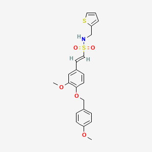 molecular formula C22H23NO5S2 B2478126 (E)-2-[3-methoxy-4-[(4-methoxyphenyl)methoxy]phenyl]-N-(thiophen-2-ylmethyl)ethenesulfonamide CAS No. 339104-59-5