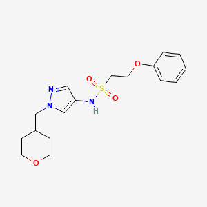 molecular formula C17H23N3O4S B2478127 N-{1-[(oxan-4-yl)methyl]-1H-pyrazol-4-yl}-2-phenoxyethane-1-sulfonamide CAS No. 1705927-70-3