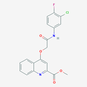 molecular formula C19H14ClFN2O4 B2478150 Methyl 4-{[(3-chloro-4-fluorophenyl)carbamoyl]methoxy}quinoline-2-carboxylate CAS No. 1359390-82-1