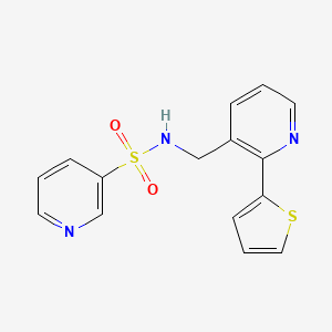 molecular formula C15H13N3O2S2 B2478201 N-((2-(thiophen-2-yl)pyridin-3-yl)methyl)pyridine-3-sulfonamide CAS No. 2034477-84-2
