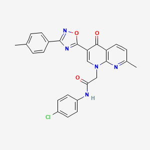 molecular formula C26H20ClN5O3 B2478209 N-(4-chlorophenyl)-2-{7-methyl-3-[3-(4-methylphenyl)-1,2,4-oxadiazol-5-yl]-4-oxo-1,4-dihydro-1,8-naphthyridin-1-yl}acetamide CAS No. 1032002-11-1