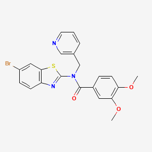 molecular formula C22H18BrN3O3S B2478223 N-(6-bromo-1,3-benzothiazol-2-yl)-3,4-dimethoxy-N-[(pyridin-3-yl)methyl]benzamide CAS No. 895025-34-0