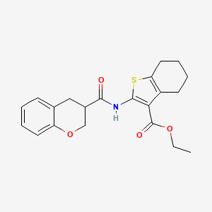 molecular formula C21H23NO4S B2478225 ETHYL 2-(3,4-DIHYDRO-2H-1-BENZOPYRAN-3-AMIDO)-4,5,6,7-TETRAHYDRO-1-BENZOTHIOPHENE-3-CARBOXYLATE CAS No. 941897-84-3