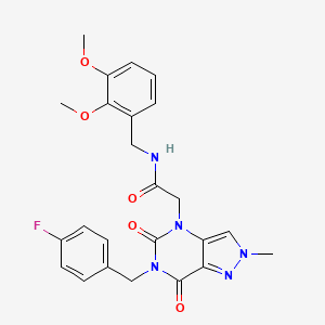 molecular formula C24H24FN5O5 B2478232 N-[(2,3-dimethoxyphenyl)methyl]-2-{6-[(4-fluorophenyl)methyl]-2-methyl-5,7-dioxo-2H,4H,5H,6H,7H-pyrazolo[4,3-d]pyrimidin-4-yl}acetamide CAS No. 951594-47-1