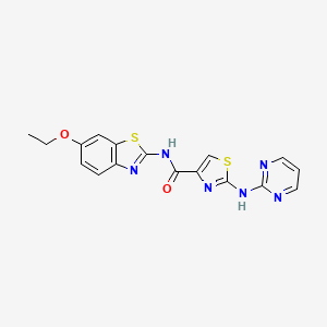 molecular formula C17H14N6O2S2 B2478265 N-(6-ethoxy-1,3-benzothiazol-2-yl)-2-[(pyrimidin-2-yl)amino]-1,3-thiazole-4-carboxamide CAS No. 1251576-01-8