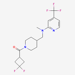 molecular formula C18H22F5N3O B2478298 N-{[1-(3,3-difluorocyclobutanecarbonyl)piperidin-4-yl]methyl}-N-methyl-4-(trifluoromethyl)pyridin-2-amine CAS No. 2415453-49-3