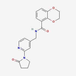 molecular formula C19H19N3O4 B2478342 N-{[2-(2-oxopyrrolidin-1-yl)pyridin-4-yl]methyl}-2,3-dihydro-1,4-benzodioxine-5-carboxamide CAS No. 2034422-40-5