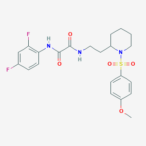 molecular formula C22H25F2N3O5S B2478345 N'-(2,4-difluorophenyl)-N-{2-[1-(4-methoxybenzenesulfonyl)piperidin-2-yl]ethyl}ethanediamide CAS No. 898445-91-5