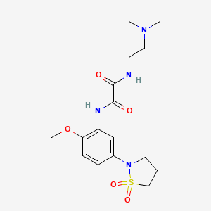 molecular formula C16H24N4O5S B2478375 N1-(2-(dimethylamino)ethyl)-N2-(5-(1,1-dioxidoisothiazolidin-2-yl)-2-methoxyphenyl)oxalamide CAS No. 1105215-79-9