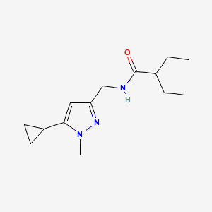 molecular formula C14H23N3O B2478403 N-((5-cyclopropyl-1-methyl-1H-pyrazol-3-yl)methyl)-2-ethylbutanamide CAS No. 1448126-28-0