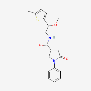 molecular formula C19H22N2O3S B2478422 N-[2-Methoxy-2-(5-methylthiophen-2-YL)ethyl]-5-oxo-1-phenylpyrrolidine-3-carboxamide CAS No. 1798044-22-0