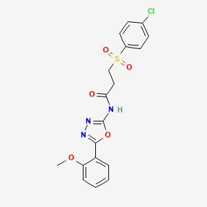 3-((4-chlorophenyl)sulfonyl)-N-(5-(2-methoxyphenyl)-1,3,4-oxadiazol-2-yl)propanamide
