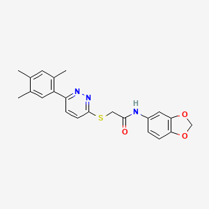 molecular formula C22H21N3O3S B2478481 N-(2H-1,3-benzodioxol-5-yl)-2-{[6-(2,4,5-trimethylphenyl)pyridazin-3-yl]sulfanyl}acetamide CAS No. 922887-97-6
