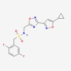 molecular formula C16H14F2N4O4S B2478482 N-((3-(5-cyclopropylisoxazol-3-yl)-1,2,4-oxadiazol-5-yl)methyl)-1-(2,5-difluorophenyl)methanesulfonamide CAS No. 1904227-70-8