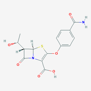 molecular formula C15H14N2O6S B024785 3-(4-Carbamoylphenoxy)-6-(1-hydroxyethyl)-7-oxo-4-thia-1-azabicyclo(3,2,0)hept-2-ene-2-carboxylate CAS No. 105275-74-9