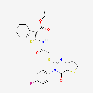 Ethyl 2-[[2-[[3-(4-fluorophenyl)-4-oxo-6,7-dihydrothieno[3,2-d]pyrimidin-2-yl]sulfanyl]acetyl]amino]-4,5,6,7-tetrahydro-1-benzothiophene-3-carboxylate
