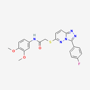 molecular formula C21H18FN5O3S B2478535 N-(3,4-dimethoxyphenyl)-2-((3-(4-fluorophenyl)-[1,2,4]triazolo[4,3-b]pyridazin-6-yl)thio)acetamide CAS No. 862980-23-2