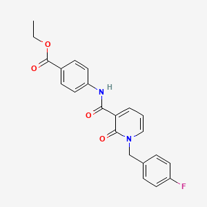 molecular formula C22H19FN2O4 B2478537 ethyl 4-{1-[(4-fluorophenyl)methyl]-2-oxo-1,2-dihydropyridine-3-amido}benzoate CAS No. 946246-30-6