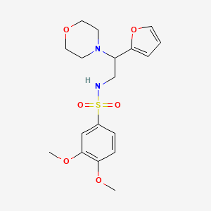 molecular formula C18H24N2O6S B2478571 N-[2-(furan-2-yl)-2-(morpholin-4-yl)ethyl]-3,4-dimethoxybenzene-1-sulfonamide CAS No. 877647-95-5