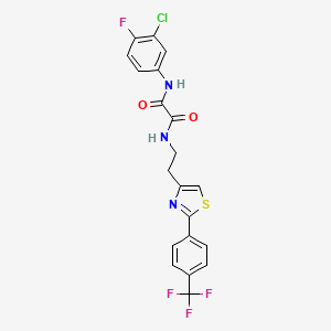 molecular formula C20H14ClF4N3O2S B2478634 N'-(3-chloro-4-fluorophenyl)-N-(2-{2-[4-(trifluoromethyl)phenyl]-1,3-thiazol-4-yl}ethyl)ethanediamide CAS No. 896367-50-3