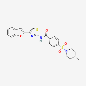 molecular formula C24H23N3O4S2 B2478640 N-(4-(benzofuran-2-yl)thiazol-2-yl)-4-((4-methylpiperidin-1-yl)sulfonyl)benzamide CAS No. 923504-29-4