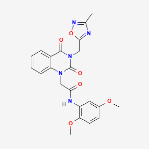 molecular formula C22H21N5O6 B2478647 N-(2,5-dimethoxyphenyl)-2-(3-((3-methyl-1,2,4-oxadiazol-5-yl)methyl)-2,4-dioxo-3,4-dihydroquinazolin-1(2H)-yl)acetamide CAS No. 941934-41-4