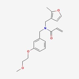 molecular formula C19H23NO4 B2478669 N-[[3-(2-Methoxyethoxy)phenyl]methyl]-N-[(2-methylfuran-3-yl)methyl]prop-2-enamide CAS No. 2411247-74-8