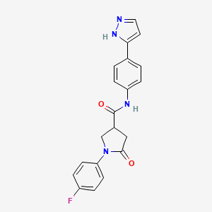 molecular formula C20H17FN4O2 B2478673 1-(4-fluorophenyl)-5-oxo-N-[4-(1H-pyrazol-3-yl)phenyl]pyrrolidine-3-carboxamide CAS No. 1209167-71-4