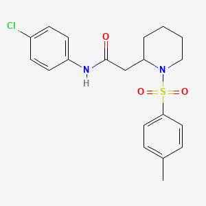 molecular formula C20H23ClN2O3S B2478674 N-(4-chlorophenyl)-2-(1-tosylpiperidin-2-yl)acetamide CAS No. 941910-31-2