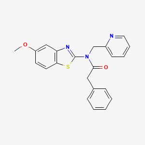 molecular formula C22H19N3O2S B2478678 N-(5-methoxybenzo[d]thiazol-2-yl)-2-phenyl-N-(pyridin-2-ylmethyl)acetamide CAS No. 900005-41-6
