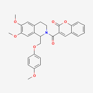 3-(6,7-dimethoxy-1-((4-methoxyphenoxy)methyl)-1,2,3,4-tetrahydroisoquinoline-2-carbonyl)-2H-chromen-2-one