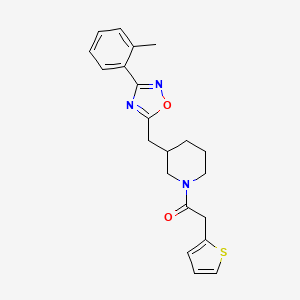 2-(Thiophen-2-yl)-1-(3-((3-(o-tolyl)-1,2,4-oxadiazol-5-yl)methyl)piperidin-1-yl)ethanone
